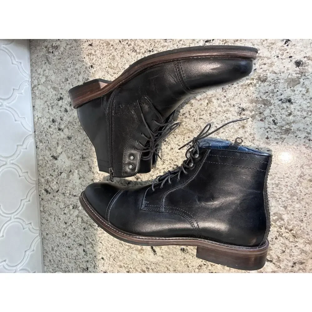Johnston & Murphy Boots Mens 12M XC Flex Raleigh Cape Toe Boot Black Sheepskin